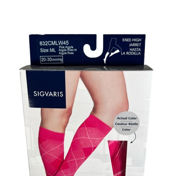 Sigvaris 832 CM Compression Knee High CT 20-30mmHg Socks M/L Pink Blue Lot Of 3 - Picture 11 of 12